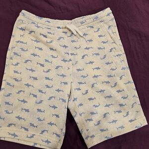 Old Navy Cream Shorts with Light Blue Shark Print
